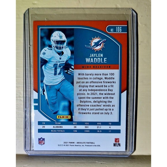 Jaylen Waddle 2021 Panini NFL Absolute Rookie Football #106 Card - Picture 2 of 2